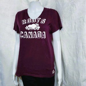 Roots v-neck short sleeve t-shirt - M